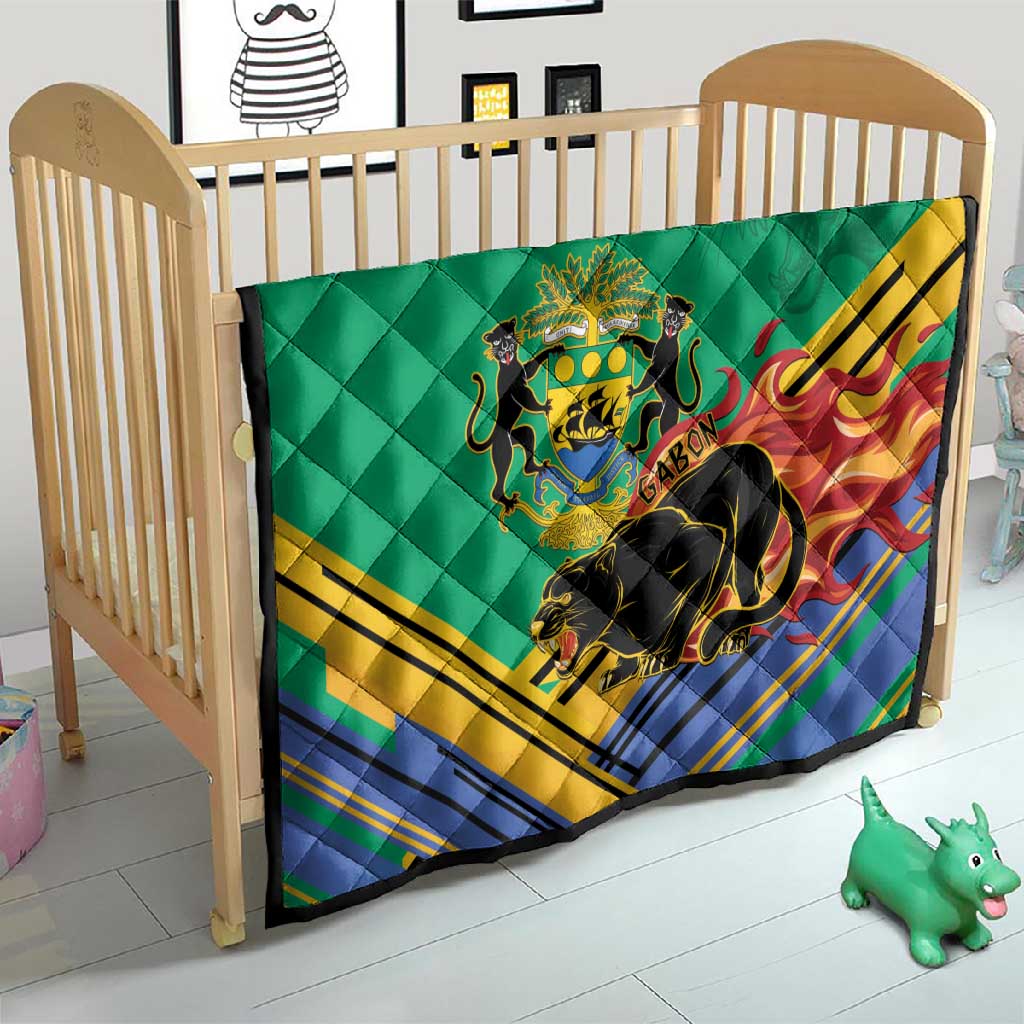 Afro Gabon Quilt Black Panther With Coat Of Arms