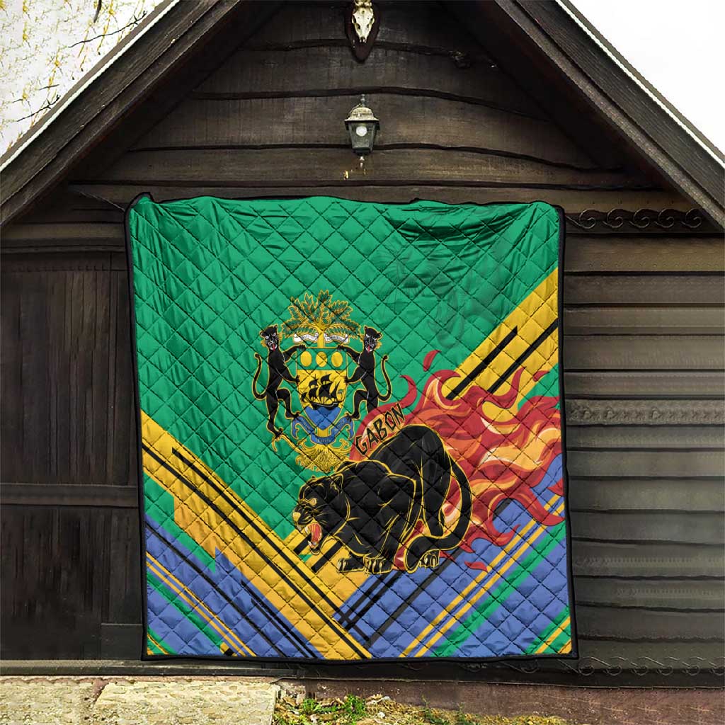 Afro Gabon Quilt Black Panther With Coat Of Arms