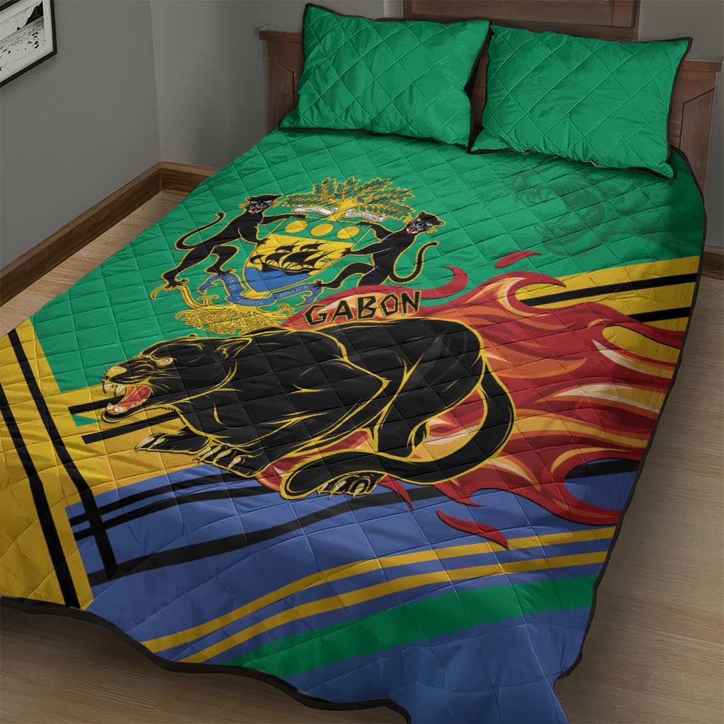 Afro Gabon Quilt Bed Set Black Panther With Coat Of Arms