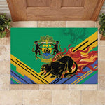 Afro Gabon Rubber Doormat Black Panther With Coat Of Arms