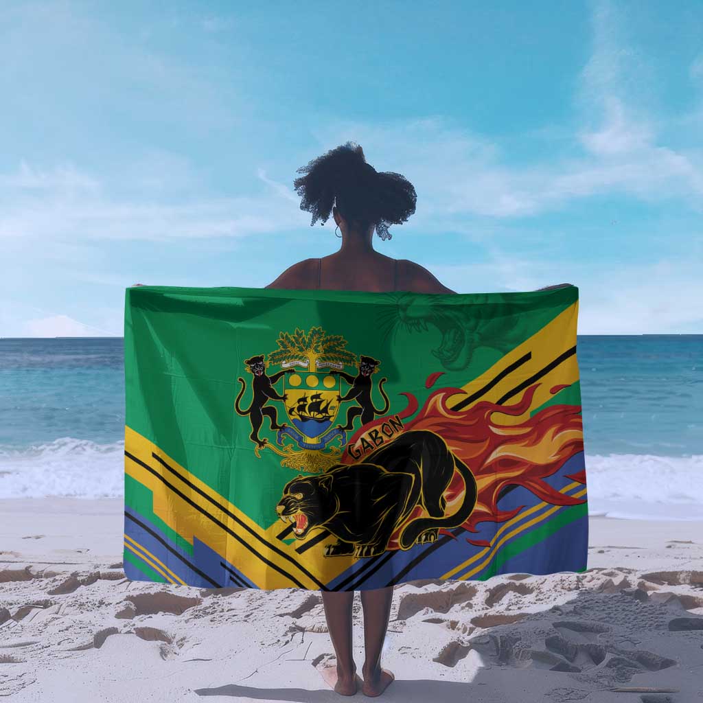 Afro Gabon Sarong Black Panther With Coat Of Arms