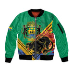Afro Gabon Sleeve Zip Bomber Jacket Black Panther With Coat Of Arms