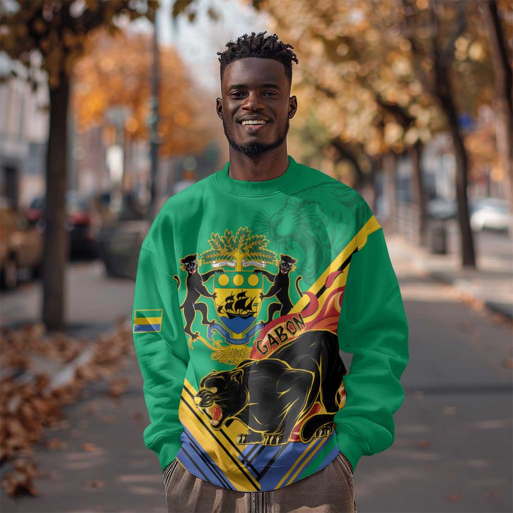 Afro Gabon Sweatshirt Black Panther With Coat Of Arms