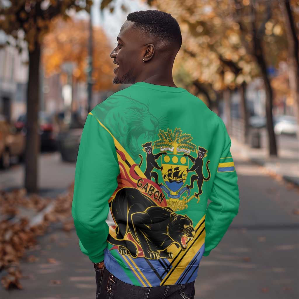 Afro Gabon Sweatshirt Black Panther With Coat Of Arms
