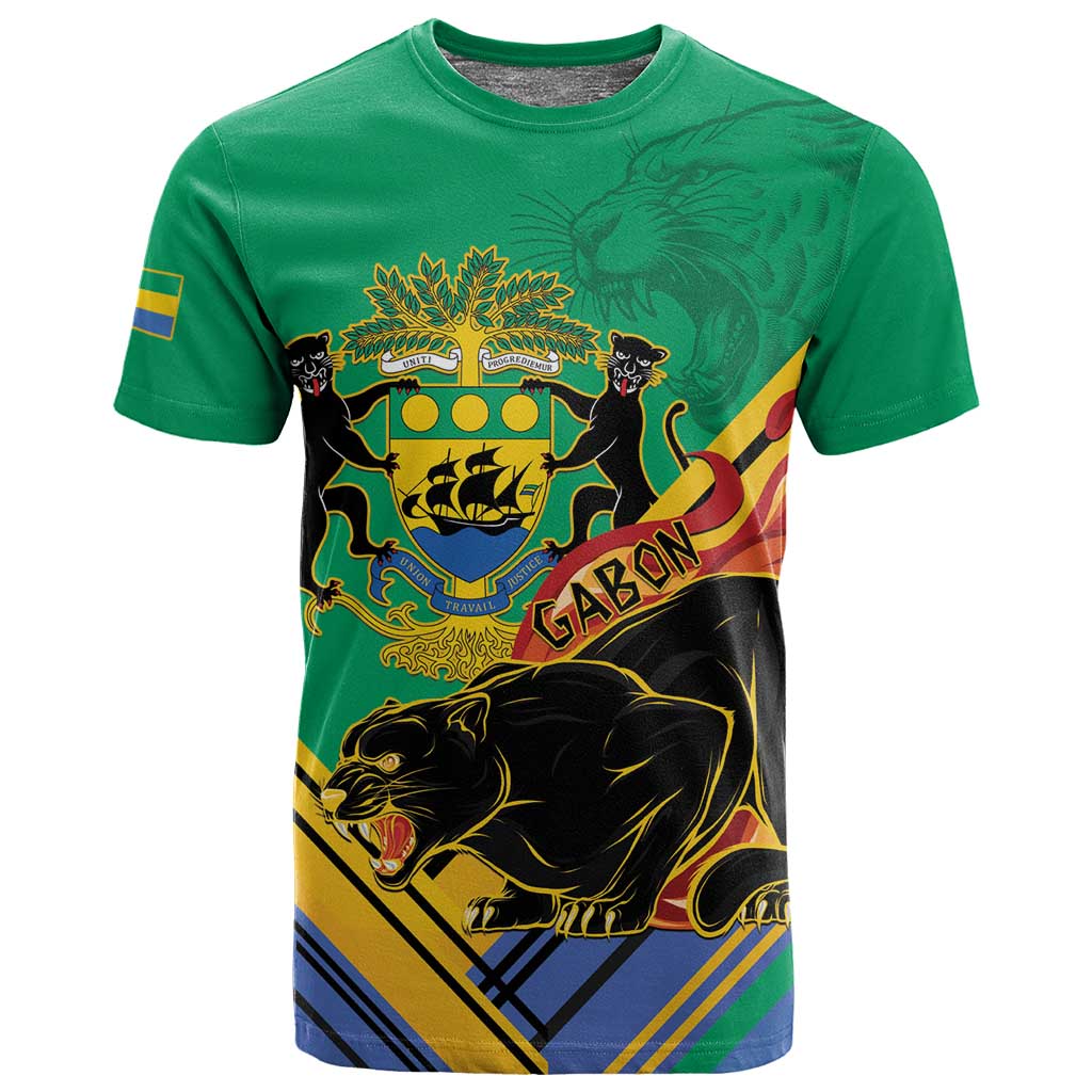 Afro Gabon T shirt Black Panther With Coat Of Arms