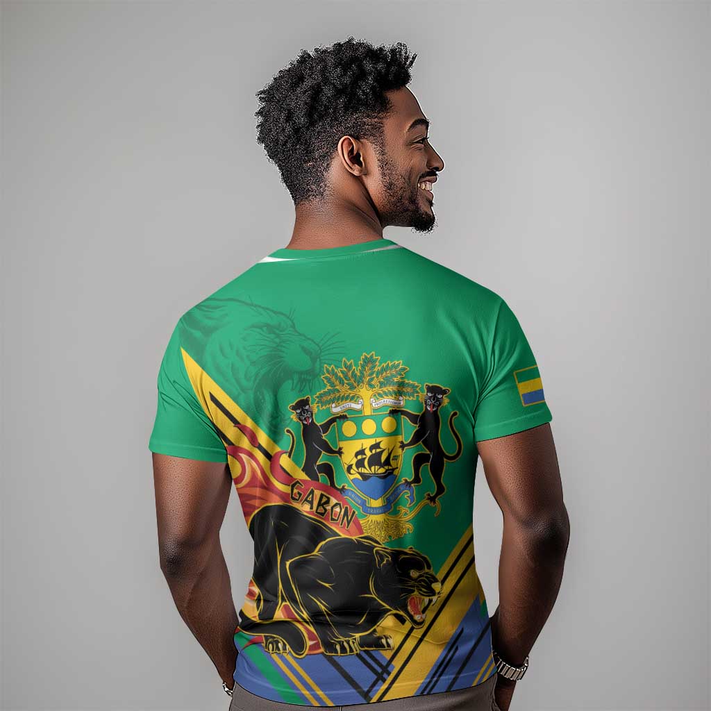 Afro Gabon T shirt Black Panther With Coat Of Arms