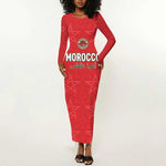 Custom Morocco Football Long Sleeve Bodycon Dress Allez les Lions de lAtlas LT15