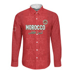 Custom Morocco Football Long Sleeve Button Shirt Allez les Lions de lAtlas