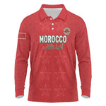 Custom Morocco Football Long Sleeve Polo Shirt Allez les Lions de lAtlas