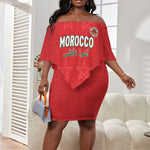 Custom Morocco Football Off Shoulder Short Dress Allez les Lions de lAtlas