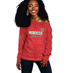 Custom Morocco Football Off Shoulder Sweater Allez les Lions de lAtlas