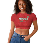 Custom Morocco Football Raglan Cropped T shirt Allez les Lions de lAtlas