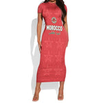 Custom Morocco Football Short Sleeve Bodycon Dress Allez les Lions de lAtlas LT15