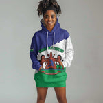 Personalised Afro Lesotho Hoodie Dress Coat Of Arms With Map - Grunge Style