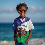 Personalised Afro Lesotho Kid Hawaiian Shirt Coat Of Arms With Map - Grunge Style