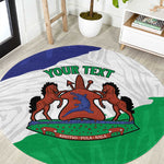 Personalised Afro Lesotho Round Carpet Coat Of Arms With Map - Grunge Style