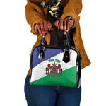 Personalised Afro Lesotho Shoulder Handbag Coat Of Arms With Map - Grunge Style