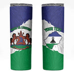 Personalised Afro Lesotho Skinny Tumbler Coat Of Arms With Map - Grunge Style