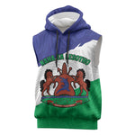 Personalised Afro Lesotho Sleeveless Hoodie Coat Of Arms With Map - Grunge Style - African Pride