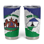 Personalised Afro Lesotho Tumbler Cup Coat Of Arms With Map - Grunge Style