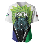 Personalised Afro Lesotho Baseball Jersey Black Rhinoceros Aloe Polyphylla LT15