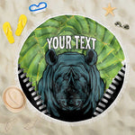 Personalised Afro Lesotho Beach Blanket Black Rhinoceros Aloe Polyphylla LT15