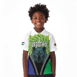 Personalised Afro Lesotho Kid Polo Shirt Black Rhinoceros Aloe Polyphylla LT15