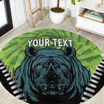 Personalised Afro Lesotho Round Carpet Black Rhinoceros Aloe Polyphylla LT15