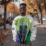 Personalised Afro Lesotho Sweatshirt Black Rhinoceros Aloe Polyphylla LT15