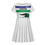 Custom Lesotho Football Kid Short Sleeve Dress Go Likuena Go