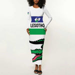 Custom Lesotho Football Long Sleeve Bodycon Dress Go Likuena Go LT15
