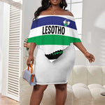 Custom Lesotho Football Off Shoulder Short Dress Go Likuena Go