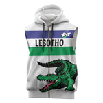 Custom Lesotho Football Sleeveless Zip Hoodie Go Likuena Go - African Pride