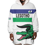 Custom Lesotho Football Wearable Blanket Hoodie Go Likuena Go