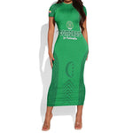 Custom Comoros Football Short Sleeve Bodycon Dress Go Les Coelacantes LT15