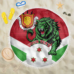 Personalized Jamhuri ya Burundi Beach Blanket Lion With Coat Of Arms - Flag Style