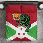 Personalized Jamhuri ya Burundi Bedding Set Lion With Coat Of Arms - Flag Style