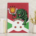 Personalized Jamhuri ya Burundi Canvas Wall Art Lion With Coat Of Arms - Flag Style