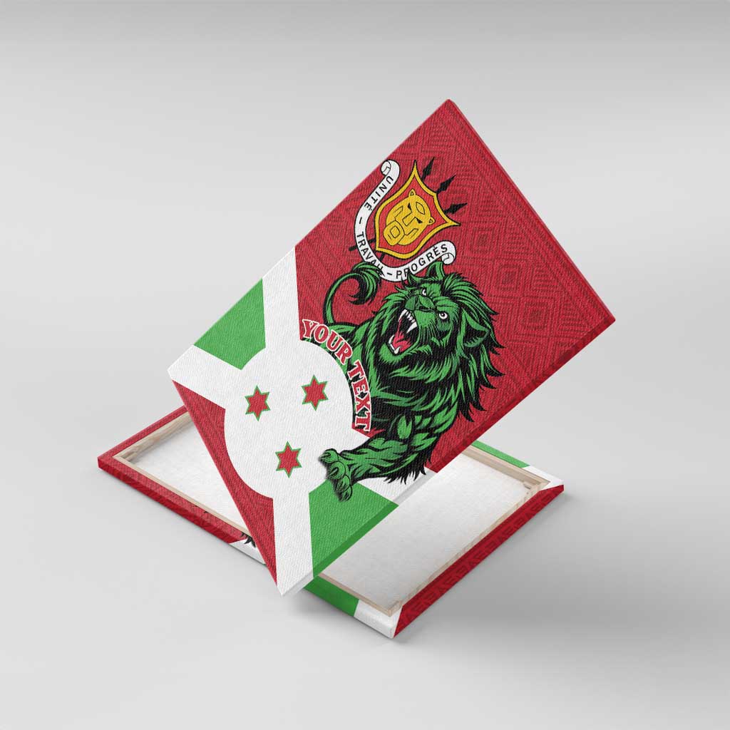 Personalized Jamhuri ya Burundi Canvas Wall Art Lion With Coat Of Arms - Flag Style