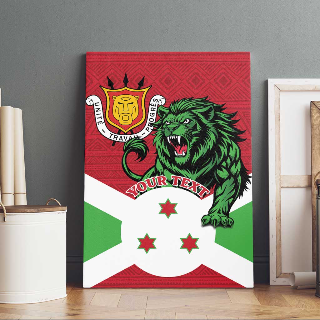 Personalized Jamhuri ya Burundi Canvas Wall Art Lion With Coat Of Arms - Flag Style