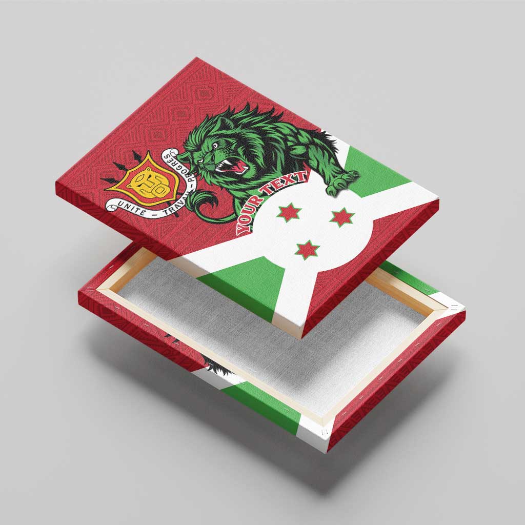 Personalized Jamhuri ya Burundi Canvas Wall Art Lion With Coat Of Arms - Flag Style