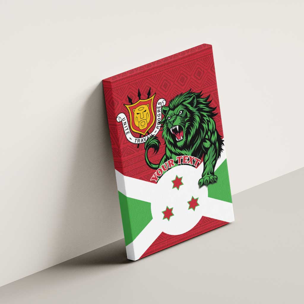 Personalized Jamhuri ya Burundi Canvas Wall Art Lion With Coat Of Arms - Flag Style