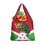 Personalized Jamhuri ya Burundi Grocery Bag Lion With Coat Of Arms - Flag Style