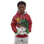 Personalized Jamhuri ya Burundi Kid Hoodie Lion With Coat Of Arms - Flag Style