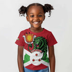 Personalized Jamhuri ya Burundi Kid T shirt Lion With Coat Of Arms - Flag Style