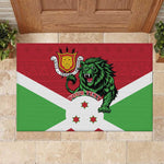 Personalized Jamhuri ya Burundi Rubber Doormat Lion With Coat Of Arms - Flag Style