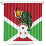 Personalized Jamhuri ya Burundi Shower Curtain Lion With Coat Of Arms - Flag Style