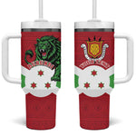 Personalized Jamhuri ya Burundi Tumbler With Handle Lion With Coat Of Arms - Flag Style