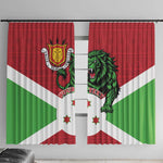 Personalized Jamhuri ya Burundi Window Curtain Lion With Coat Of Arms - Flag Style