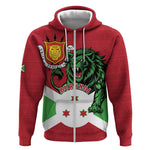 Personalized Jamhuri ya Burundi Zip Hoodie Lion With Coat Of Arms - Flag Style